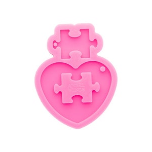 Shiny Heart and puzzle Keychain Mold- Epoxy Resin Mold - Silicone Mold,Craft supplies,Resin Craft,Resin Mold