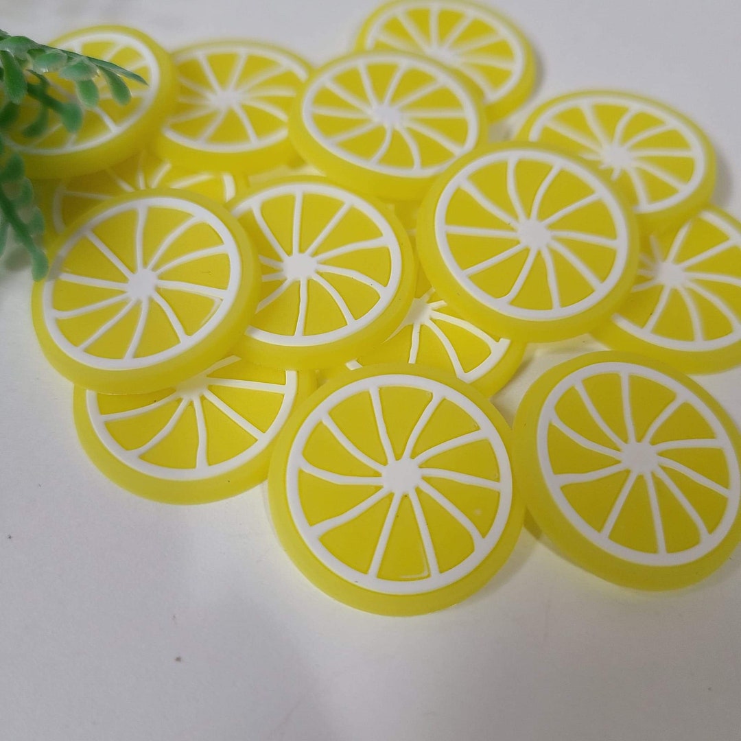 10 Soft PVC Lemon Cabochon Realistic Fake Fruit Slices for Crafting and