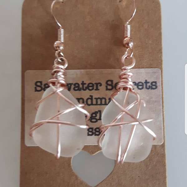 Wire wrap seaglass earrings