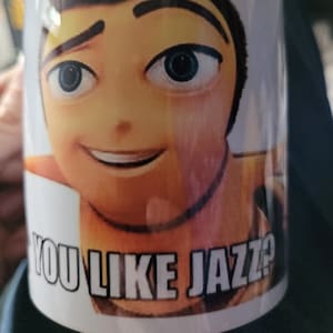 Bee movie inspired "do you like jazz" coffee mug/coaster
