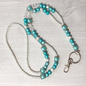 Beaded Lanyard, Woman&#39;s ID Badge Holder