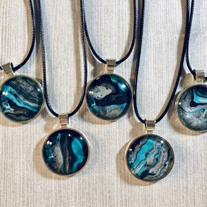 Fluid Art Pendant Necklace: Abstract Painted Jewelry, One-of-a-Kind