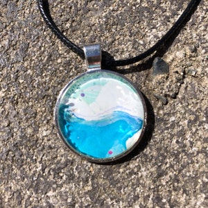 Fluid Art Pendant Necklace: Abstract Wearable Art