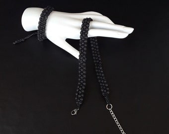 Death Flower of the Soul - Volcanic Charm Bracelet and Choker Set made of 205 Volcanic Lava Stoness