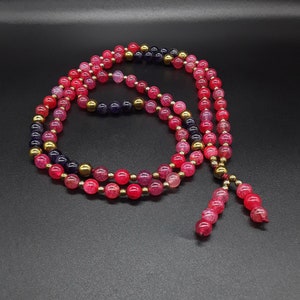 108 Mala Beads Tassel Necklace of Pure High-Quality 8mm Agate, Amethyst and Hematite Prayer Beads, Yoga Wrap Bracelet, Meditation and Reiki image 1