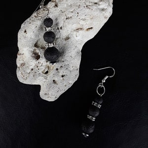The Volcanic Lava Stone Healing Earrings exclusively made of AAA+ Volcanic Lava Stone, Hematite and 925 pure Silver (Ver 2)
