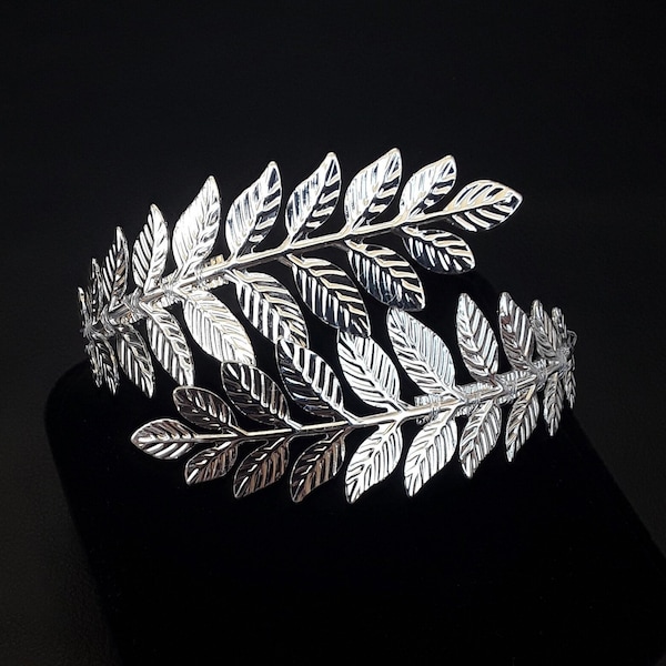 Daphne's Laurel Leaf Bracelet, Armband, Upper Arm Cuff Armlet (Silver Version)