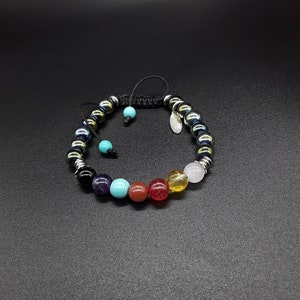 7 Chakra Bracelet (Ver. 3) Hematite, White Quartz, Citrine, Dragon Veins, Howlite, Chrysolite, Amethyst, Black Onyx, stainless Dragon Claw.
