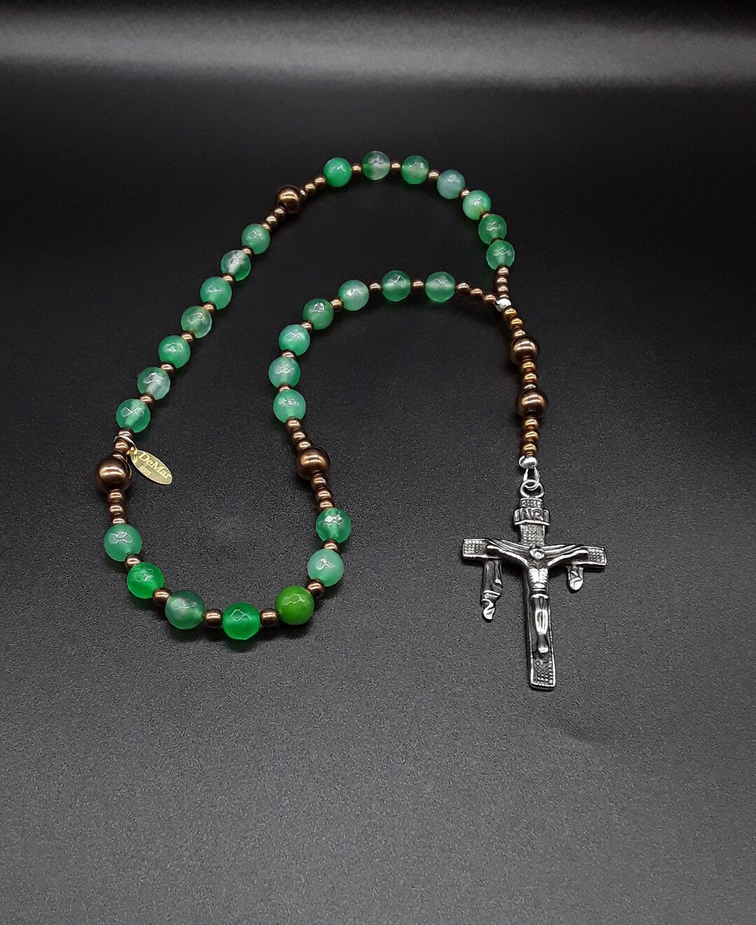 The Crucifix Cross Anglican Rosary Made of Natural Agate, Pure