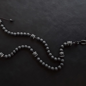 The Ankh 5 Decade Catholic Rosary made of Lava Stone directly from Mt Vesuvius and a Stainless Steel black Ankh Cross - Rosary Necklace