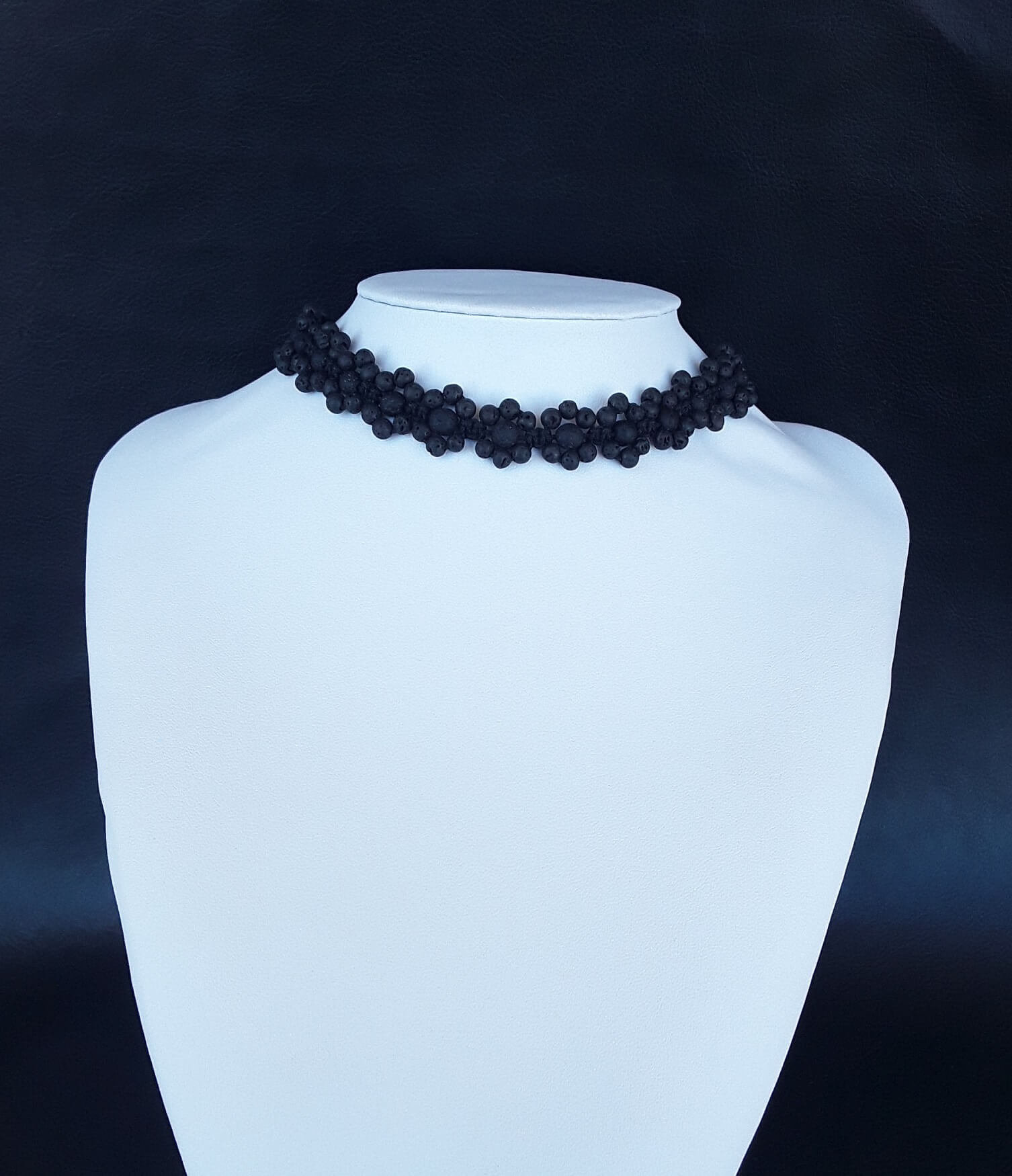 HADES DARK FLOWER - Energy Infused Choker and Bracelet Set made of Volcanic Lava Stones
