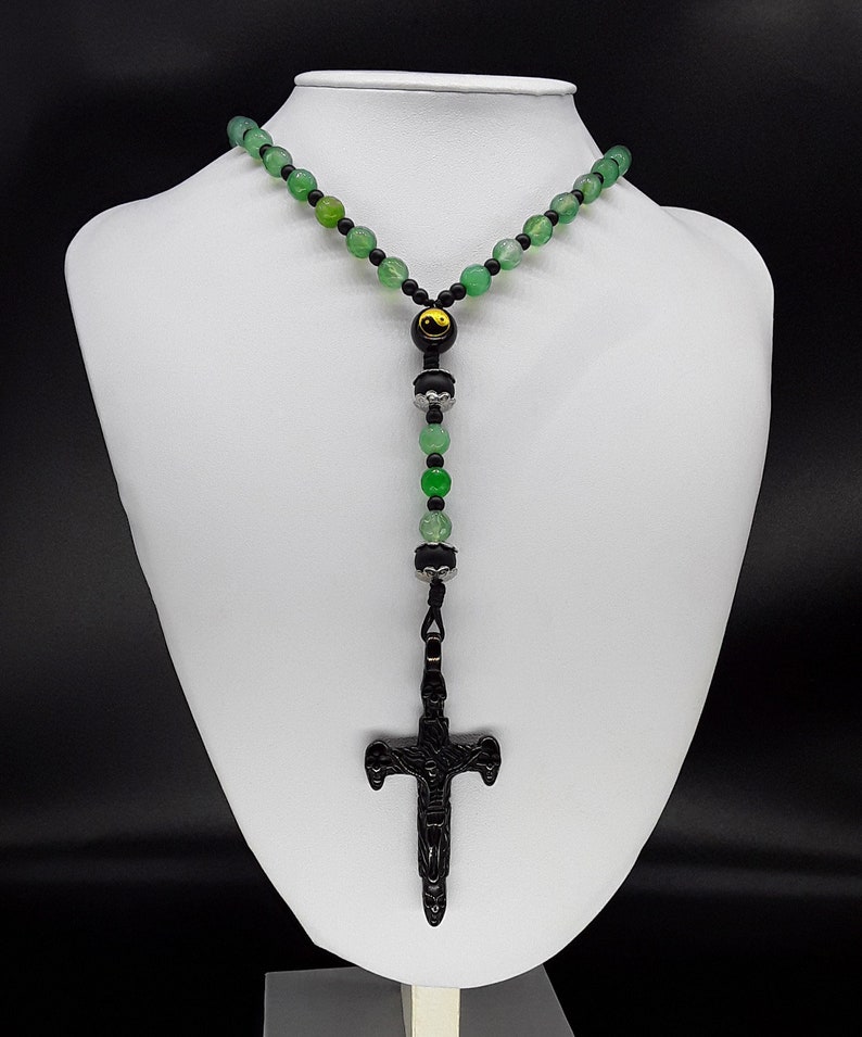 The Feng Shui Skull Cross Catholic Rosary Made of Natural - Etsy