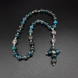 The Gentle Anglican Rosary made of Triple-A high quality Apatite, Chrysocolla and Miyuki beads.