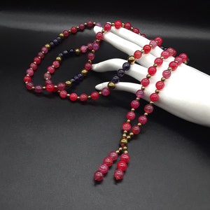 108 Mala Beads Tassel Necklace of Pure High-Quality 8mm Agate, Amethyst and Hematite Prayer Beads, Yoga Wrap Bracelet, Meditation and Reiki image 5