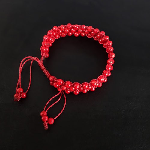 Blood Flower of the Marquis - Choker and Bracelet Set made of 244 Red Coral Stones shops