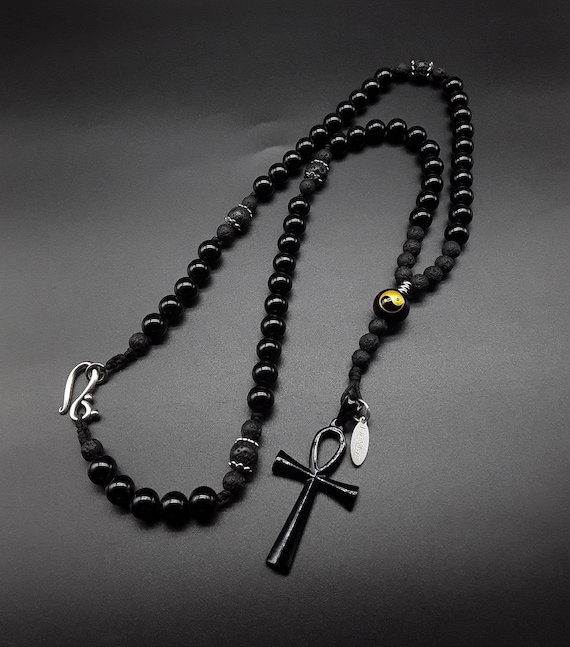 The Yin and Yang 5 Decade Catholic Ankh Rosary Made of High