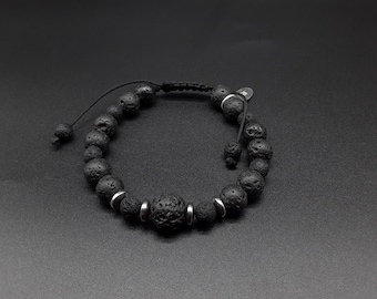 The Black Lava Stone Bracelet made of high quality Volcanic Lava Stone (from Mt Vesuvius), pure Hematite and 925 Silver