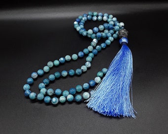 The Natural Agate 108 Mala Tassel Necklace made of Triple-A high quality Natural Agate and pure Labradorite, Yoga Wrap Bracelet