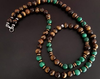MORPHEUS – Complete set (necklace and bracelet) of 8mm high quality beads of Tiger’s Eye, Malachite and Hematite (Limited Edition)