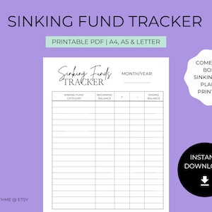 Sinking Funds Tracker, Sinking Fund Tracker, Sinking Fund Printable, Sinking Fund Tracker, Sinking Funds Printable, Funds, Savings Tracker