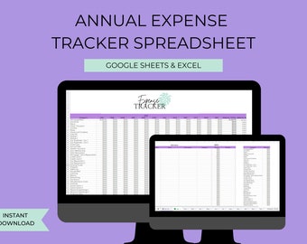 Foglio di calcolo per il monitoraggio delle spese annuali / Foglio di calcolo per le transazioni sulle spese annuali / Tracker delle spese / Foglio di calcolo per le transazioni