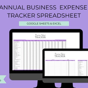 Annual Business Expense Tracker Spreadsheet | Annual Business Expense Transaction Spreadsheet | Small Business Spending Tracker
