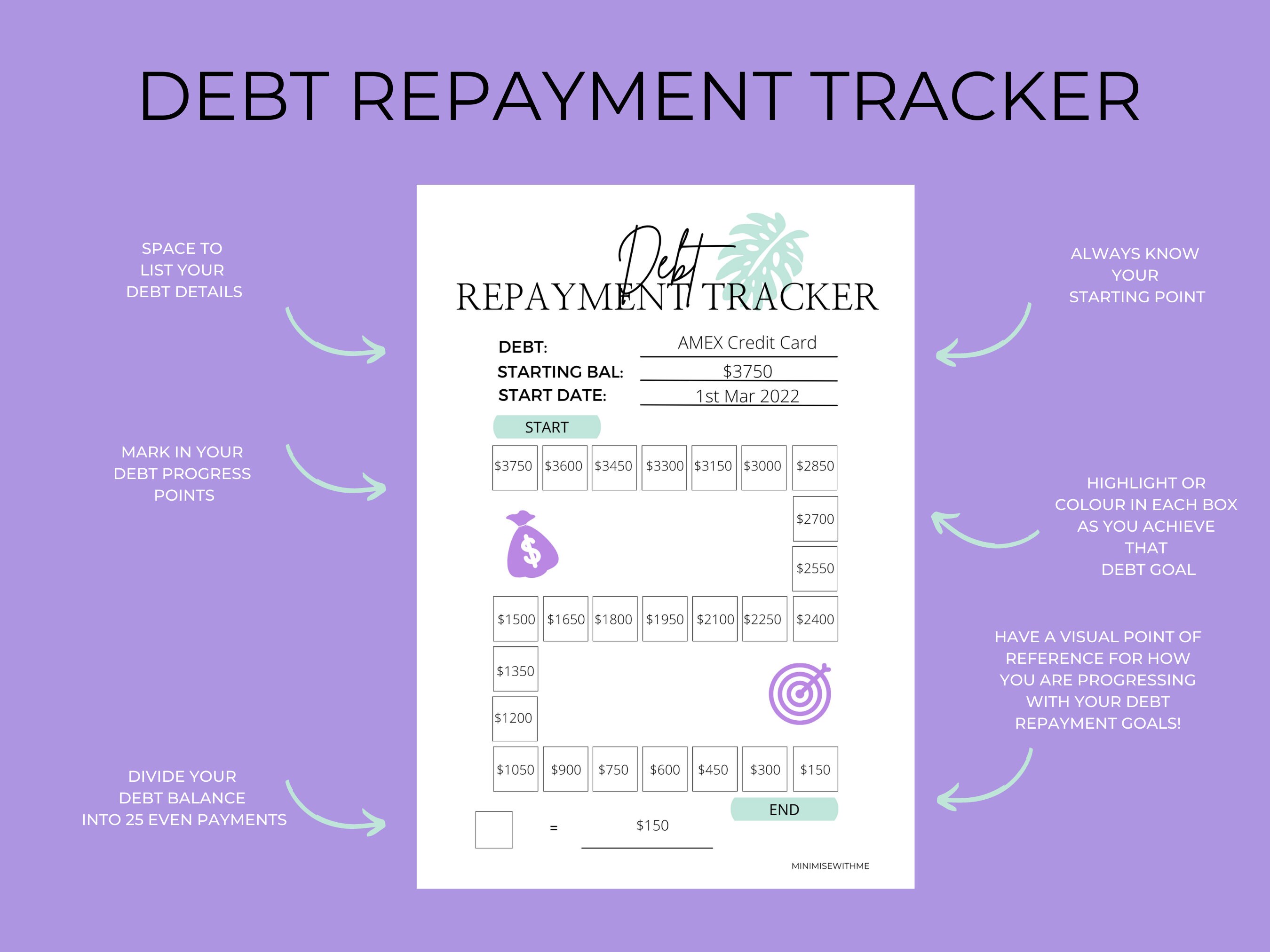 Debt Repayment Tracker Printable Debt Free Tracker Debt Free - Etsy ...