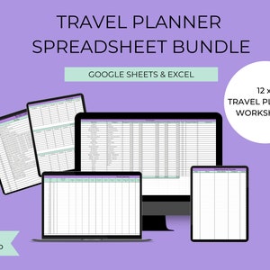 Travel Planner, Travel Organization Spreadsheet, Travel Spreadsheet, Digital Travel Planner, Travel planner template, Holiday planner