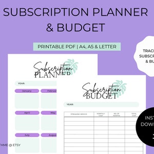 Abo Planer, Abo Budget, Abo Kalender, Spesenplaner, Printable, PDF, Abo Tracker, Sendeplaner