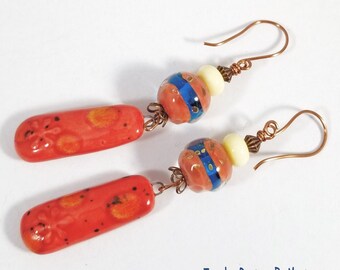 Drop and Dangle Monarch Butterfly Earrings Handmade Jewelry,OOAK Artisan,by JDByMonica Butterfly Earrings Orange and Black Gift for Her