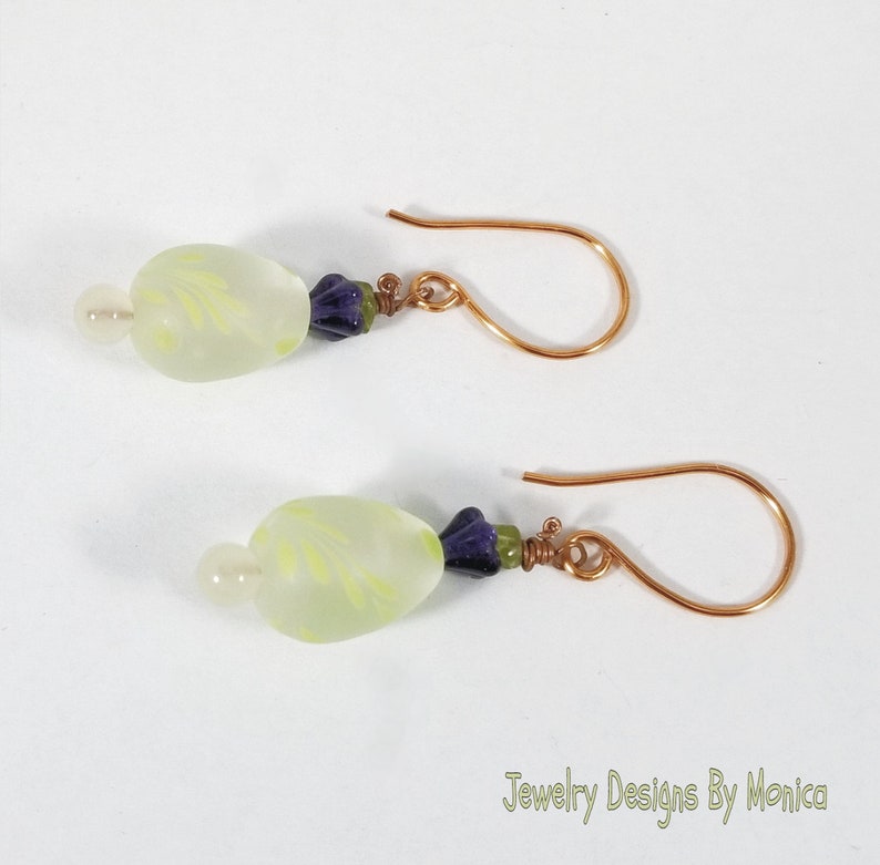 Artisan Earrings Handmade Jewelry Egg Earrings Peridot Egg Earrings Easter Egg Earrings by JDByMonica OOAK Gift for Her Boho Chic