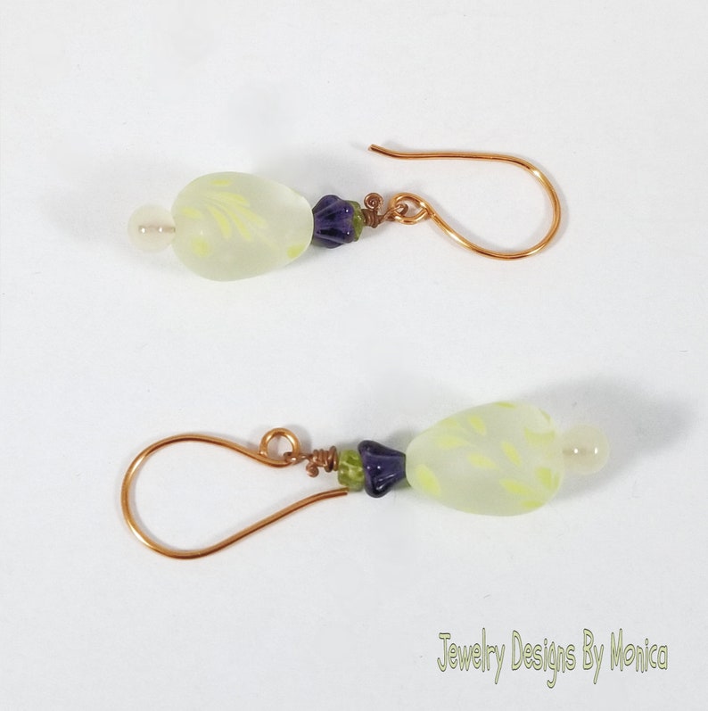 Artisan Earrings Handmade Jewelry Egg Earrings Peridot Egg Earrings Easter Egg Earrings by JDByMonica OOAK Gift for Her Boho Chic