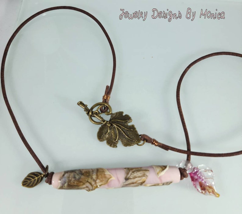 Rustic Lampwork Short Leather Necklace Rustic Lampwork Necklace Beaded Charm Necklace,Handmade Artisan Jewelry,OOAK Necklace,by JDByMonica