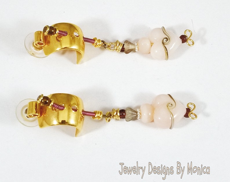 by JDByMonica gift for her Heart Earrings handmade jewelry Heart Lampwork Earrings Pink Heart Lampwork Earrings ooak artisan earrings