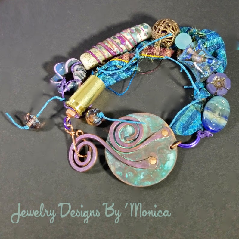 Bohemian Double Strand Bracelet Handmade Jewelry Blue Boho Copper Bracelet Artisan Beaded Bracelet Gift for Her,made in USA,JDByMonica