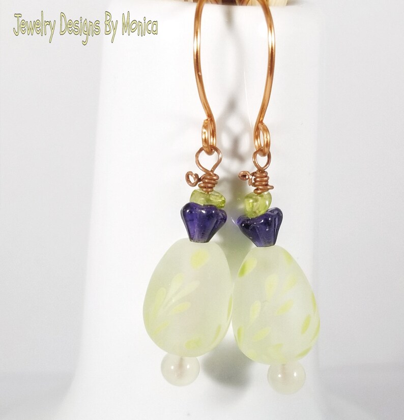 Artisan Earrings Handmade Jewelry Egg Earrings Peridot Egg Earrings Easter Egg Earrings by JDByMonica OOAK Gift for Her Boho Chic