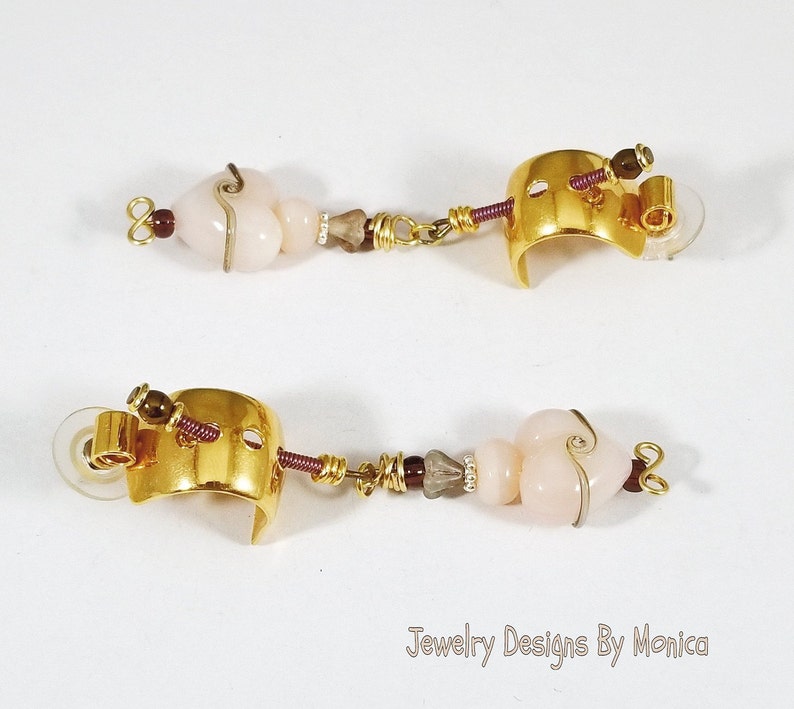 by JDByMonica gift for her Heart Earrings handmade jewelry Heart Lampwork Earrings Pink Heart Lampwork Earrings ooak artisan earrings