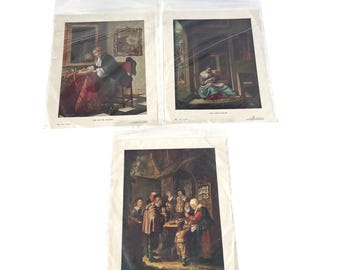 Set 3 Vintage Art Prints Frans Van Mieris Charlatan/Apple Peeler/Letter Writer