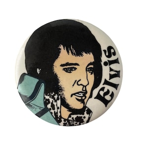 ヴィンテージ エルビス・プレスリー コレクターズピンバッジ 3インチ ポップアート ラウンド アメリカ製