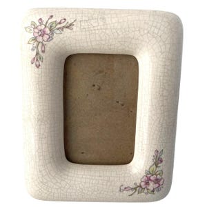 Vintage Hallmark Ceramic Floral Crackle Glaze Picture Frame 1985 Cottagecore Pink Flowers Feminine
