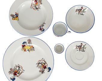 Piatti da cowboy Charro in porcellana Gural vintage anni '60 - Set di ceramiche turche