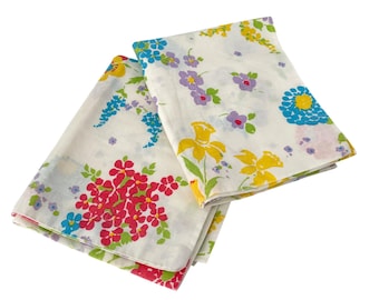 Juego de fundas de almohada estándar con flores retro vintage de los años 70, Dan River, amarillo, rojo y azul