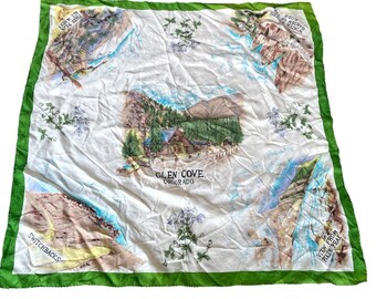 Vintage Glen Cove Colorado Souvenir Scarf: 1950s Travel Landscape