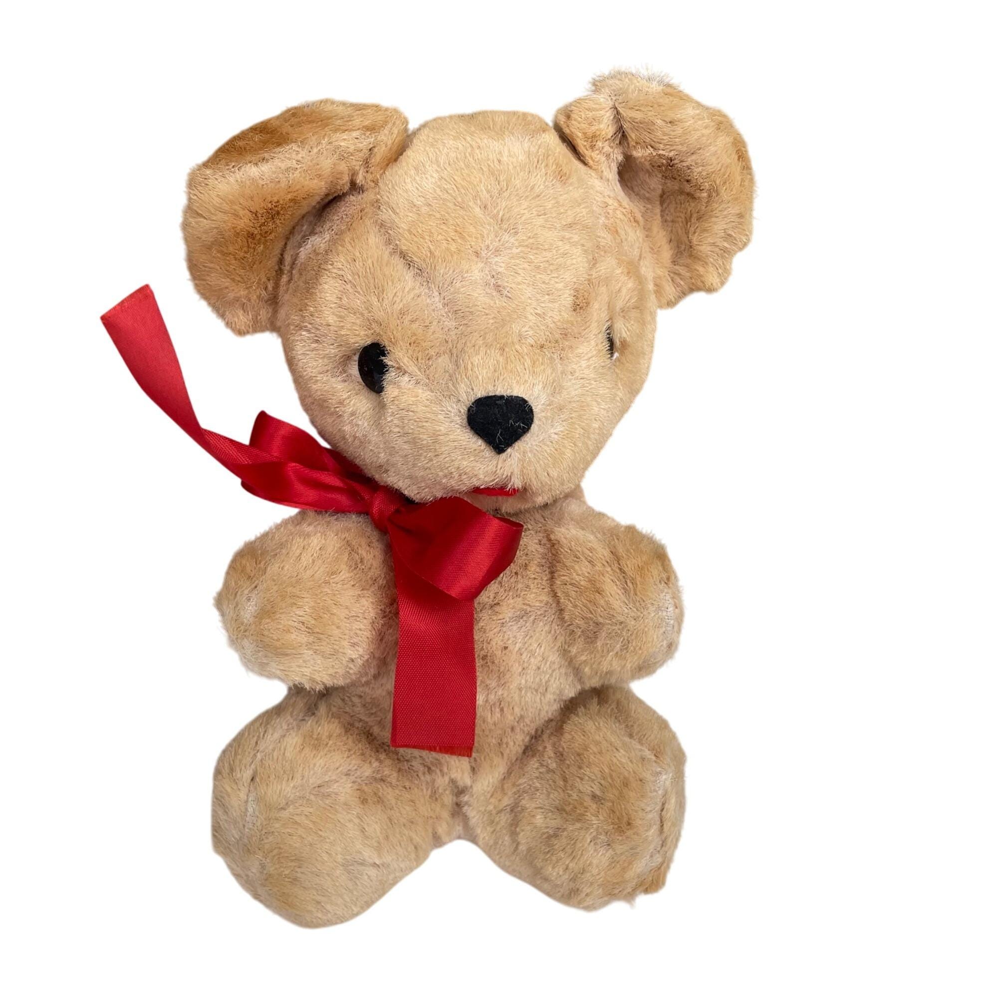 【Vintage】ぬいぐるみ　ベア　赤リボン Vintage teddy bear red ribbon - Etsy 日本