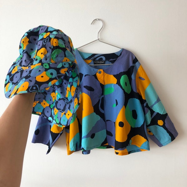 60s Marimekko Blouse and sun hat