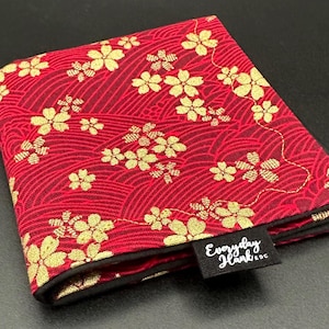 日本の桜（赤）、EDC、ハンカチ、ハンキー、EDC、ハンク、EDCギア、ハンドメイド、EDCハンク、毎日持ち歩く