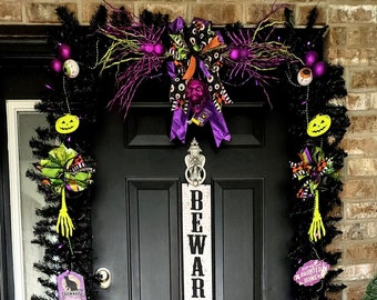 Halloween Garland Pre-lit 18' and Purple and Green