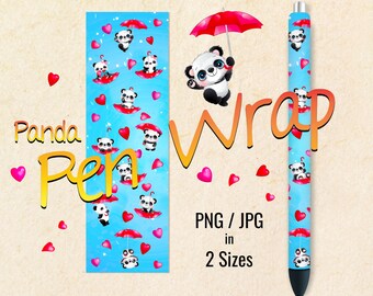 Adorable Panda Pen Wraps, InkJoy Images, Printable Digital Download For Waterslide, Vinyl, Epoxy, 2 Sizes, PNG JPG