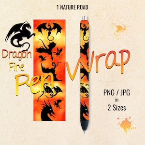 Dragons Pen Wrap Design, Printable Digital Download For Waterslide, Vinyl, Epoxy, 2 Sizes, PNG JPG