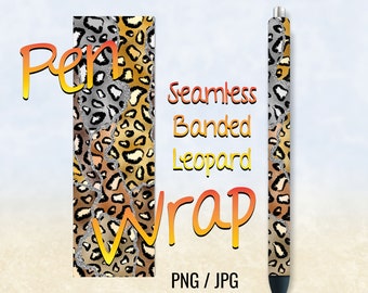 Metallic Leopard Pen Wrap, Leopard Print InkJoy Wraps, Seamless Printable Digital Download Designs For Waterslide, Vinyl, Epoxy, PNG & JPG